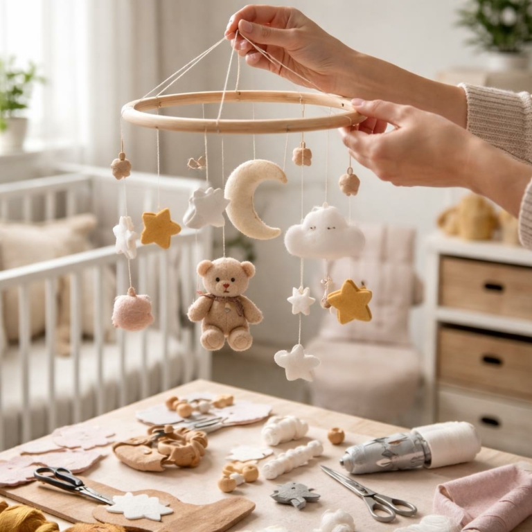 Mobile bébé DIY — Guide simple pour créer un mobile sûr et charmant